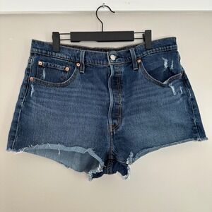 Levi's 501 High Rise‎ Button Fly Denim Jean Shorts Women's Size 34 Distressed